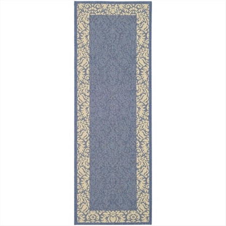 Safavieh 2 Ft. -2 In. X 12 Ft. Runner Indoor-Outdoor Courtyard- Blue And Natural- Machine Made Rug CY2727-3103-212